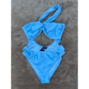ICON Swim Whisked Away Swimsuit Sky Blue XL One Shoulder Cutout NWT